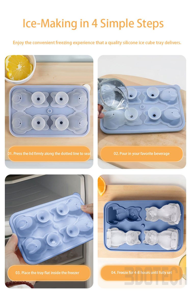 Silicone ice cube tray for iced coffee